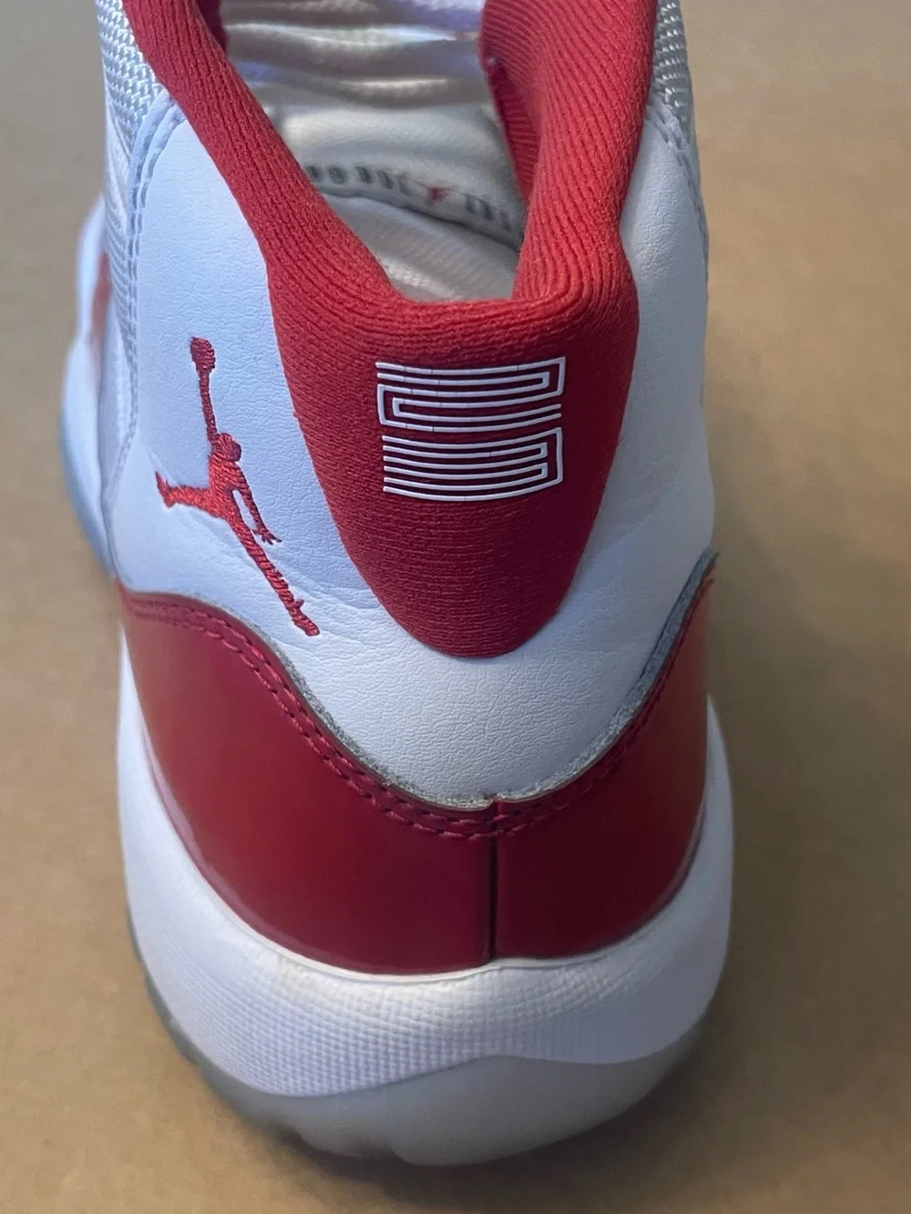 Jordan Kids White & Red Low-Top Sneakers with Glossy Patent Toe